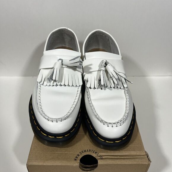 Size 8 M = 9.5 W - Dr. Martens Docs White Adrian Snaffle Loafers